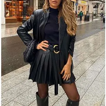 Women Button Down Faux Leather Jackets Suede Tassel Hem Crop Jacket Oversized PU Blazer Coat Outwear Trendy Streetwear