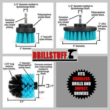 Aquatic Cleaning Supplies - Boat Cleaning Accessories - Hull Cleaning Brush Set - Boat Scrubbing Deck Brush - Spinning Drill Heads Brush Kit - Barnacle Removing Tool - Tank Cleaning Brushes - Aquatic