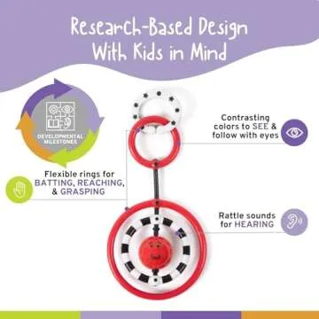 SmartNoggin NogginRings Reaching & Grasping Play Toy - Encourages Baby’s Developmental Milestones Through Play - Sensory Toy for Babies, Ages 0-12 Months