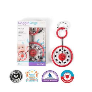 SmartNoggin NogginRings Reaching & Grasping Play Toy - Encourages Baby’s Developmental Milestones Through Play - Sensory Toy for Babies, Ages 0-12 Months