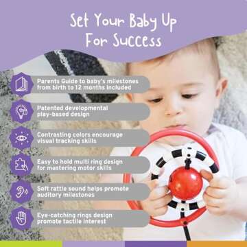 SmartNoggin NogginRings Reaching & Grasping Play Toy - Encourages Baby’s Developmental Milestones Through Play - Sensory Toy for Babies, Ages 0-12 Months