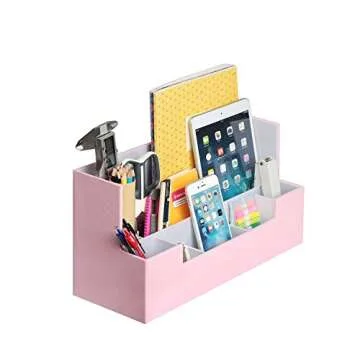 JackCubeDesign Desk Organizer Caddy, Office Supplies Desk Organizers and Accessories for Pen/Pencil Holder, Desktop Organization & Decor for Home Office, School, Classroom, Workspace, Pink - MK268D