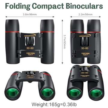 30X60 Small Binoculars for Adults Folding Bird Watching - Aurosports Mini Compact Binocular for Kids...