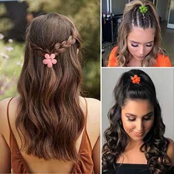 YosaiHom 12 Pack Small Flower Hair Claw Clips for Kids Girls, Tiny Hair Clips for Thin Thick Hair,1.37 Inch Mini Jaw Clips Strong Hold Non Slip Hair Accessories Clamps for Women-12 Colors