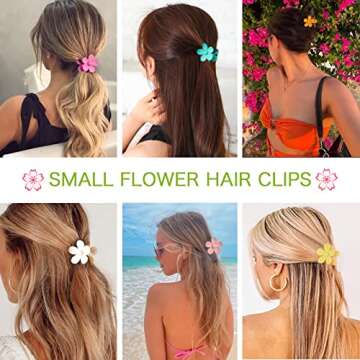YosaiHom 12 Pack Small Flower Hair Claw Clips for Kids Girls, Tiny Hair Clips for Thin Thick Hair,1.37 Inch Mini Jaw Clips Strong Hold Non Slip Hair Accessories Clamps for Women-12 Colors