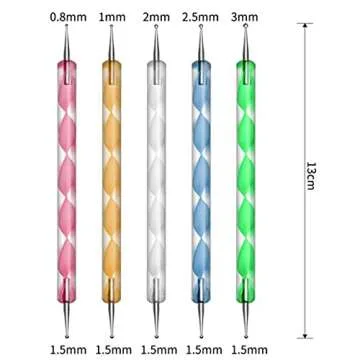 JOYJULY 20pcs Nail Art Design Tools, 15pcs Painting Brushes Set with 5pcs Dotting Pens, BLACK …