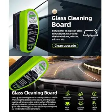 Upgrade Automotive Oil Film Cleaning Brush, Reusable Oil Film Cleaning Brush, Glass Coating for Windshield, Prevents Rain and Fog Cleaning Glass Brush, Green