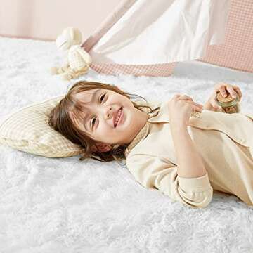 Ophanie Upgrade White Rugs for Bedroom, 4x6 Feet, Shaggy Soft Area Rug, Non-Slip Indoor Floor Carpet for Living Room, Kids Baby Girls Teen Dorm Home Decor Aesthetic, Nursery.