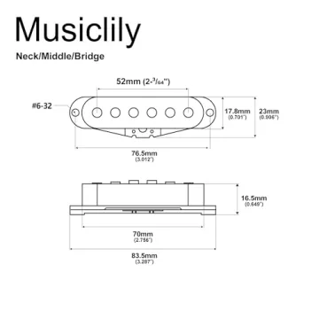 Musiclily Pro ST-FAT60S Staggered Alnico 2 Single Coil Neck Middle Bridge Pickups Set for Strat Styl...