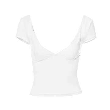 Women’s Crop Tops Cami Sexy Backless Deep V Neck Short Sleeve Y2K T Shirts Causal Slim Fit Tee Summer Crop Cami (as1, Alpha, s, Regular, Regular, White)