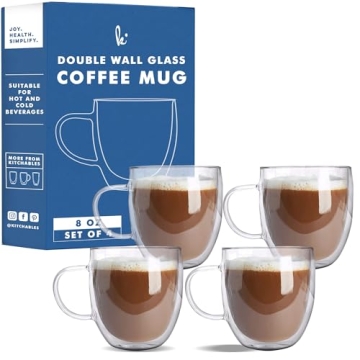 Buy Kitchables Double Walled Glass Coffee Mugs Set 4