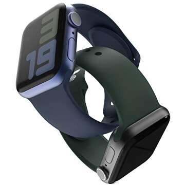 Sinjimoru Silicone Bands for Apple Watch - Adjustable Black Straps, 38/40/41mm