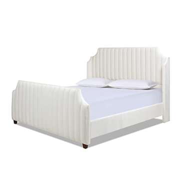 Jennifer Taylor Home Addison King Beds, Cloud White Velvet - Chic Style & Support