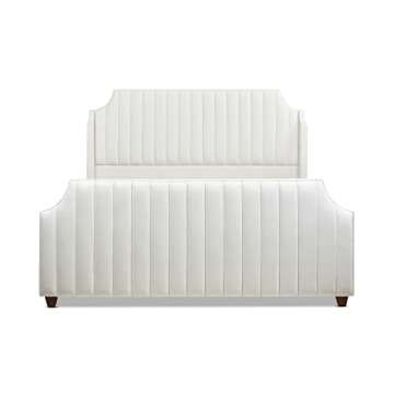 Jennifer Taylor Addison King Bed - Cloud White Velvet Elegance