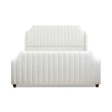 Jennifer Taylor Addison King Bed - Cloud White Velvet Elegance