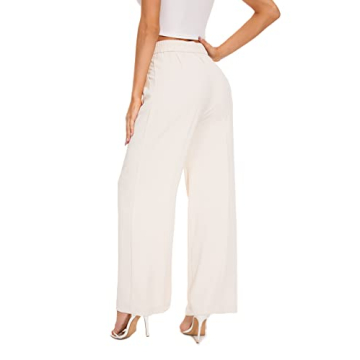 FUNYYZO Women's Wide Leg Pants High Elastic Waist Comfortable & Stylish
