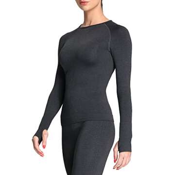 Aoxjox Workout Long Sleeve Shirts for Women Fall Athletic Gym Yoga Running Seamless Tee T-Shirt Tops...