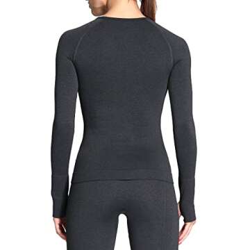 Aoxjox Workout Long Sleeve Shirts for Women Fall Athletic Gym Yoga Running Seamless Tee T-Shirt Tops(Black Marl New, Small)
