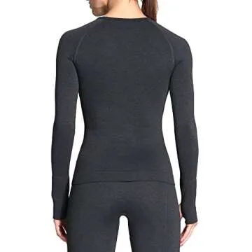 Aoxjox Workout Long Sleeve Shirts for Women Fall Athletic Gym Yoga Running Seamless Tee T-Shirt Tops(Black Marl New, Small)