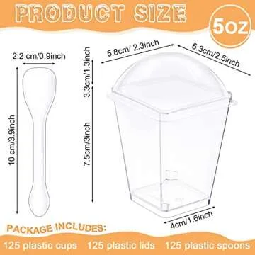 CHENGU 5 oz Clear Plastic Dessert Cups with Lids & Mini Spoons - Ideal for Parties & Weddings