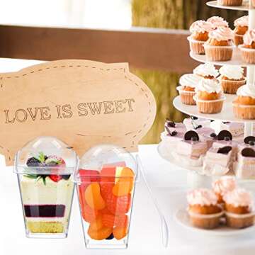 CHENGU 5 oz Disposable Dessert Cups with Lids & Spoons