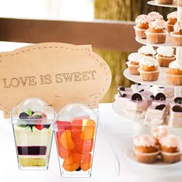 CHENGU 5 oz Disposable Dessert Cups with Lids & Spoons