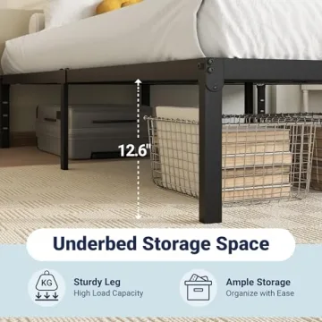 Allewie Queen Bed Frame with Storage and Easy Assembly