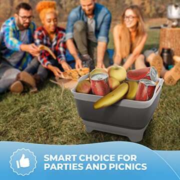 Vamako Collapsible Wash Basin with Drain Plug - 2.4 Gal(9L) Wash Basin for Baby Bottles, Foldable Dish Pans for Kitchen Sink & Camping & Hand Washing Station, Wash Bin, Laundry Tub, Portable Dish Tub