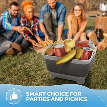 Vamako Collapsible Wash Basin with Drain Plug - 2.4 Gal(9L) Wash Basin for Baby Bottles, Foldable Dish Pans for Kitchen Sink & Camping & Hand Washing Station, Wash Bin, Laundry Tub, Portable Dish Tub