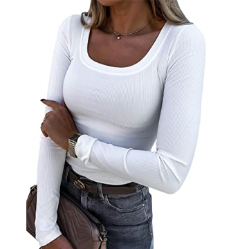 Roselux Long Sleeve Scoop Neck Tops - Trendy Women's Fashion