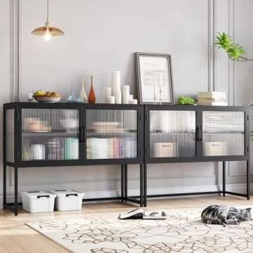 GAOMON Buffet Cabinet with Adjustable Glass Doors Storage