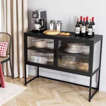 GAOMON Buffet Cabinet with Adjustable Glass Doors Storage