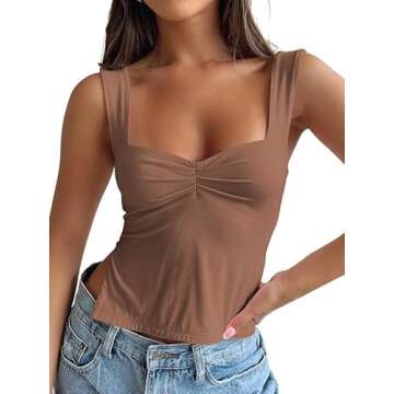 Trendy Queen Womens Going Out Crop Tops Backless Tank Tops Summer Y2k Teen Girls Basics Cute Clothes...