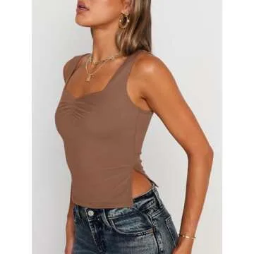 Trendy Queen Womens Going Out Crop Tops Backless Tank Tops Summer Y2k Teen Girls Basics Cute Clothes CoffeeGrey S