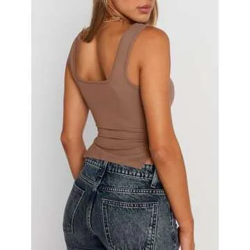 Trendy Queen Womens Going Out Crop Tops Backless Tank Tops Summer Y2k Teen Girls Basics Cute Clothes CoffeeGrey S