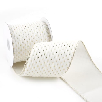 DINDOSAL 4" X 10 Yards White Faux Fur Christmas Ribbon