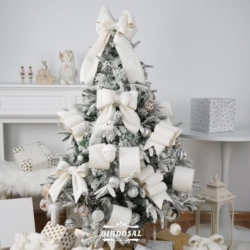 DINDOSAL 4" X 10 Yards White Faux Fur Christmas Ribbon