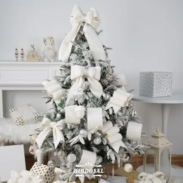 DINDOSAL 4" X 10 Yards White Faux Fur Christmas Ribbon