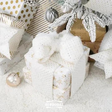 DINDOSAL 4" X 10 Yards White Faux Fur Christmas Ribbon