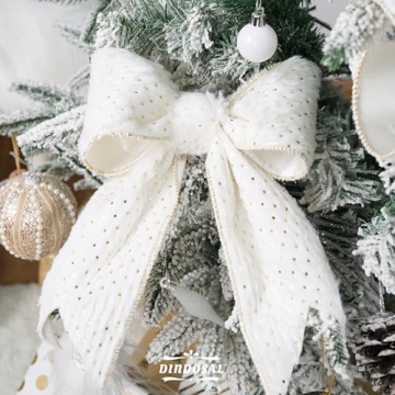 DINDOSAL 4" X 10 Yards White Faux Fur Christmas Ribbon