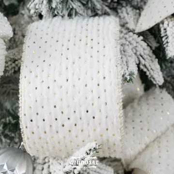 DINDOSAL 4" X 10 Yards White Faux Fur Christmas Ribbon