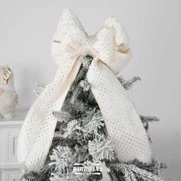 DINDOSAL 4" X 10 Yards White Faux Fur Christmas Ribbon