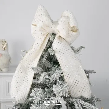 DINDOSAL 4" X 10 Yards White Faux Fur Christmas Ribbon