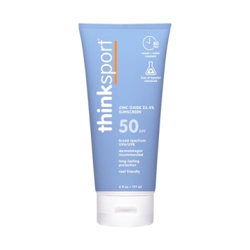 Thinksport SPF 50+ Mineral Sunscreen – Safe, Natural Sunblock for Active Use – Water Resistant U...