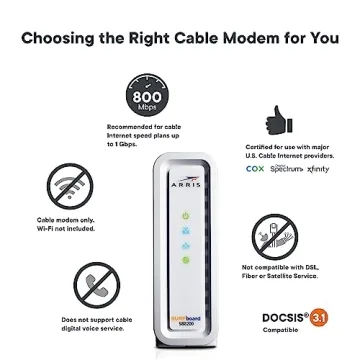 High-Speed ARRIS SB8200 DOCSIS 3.1 Cable Modem