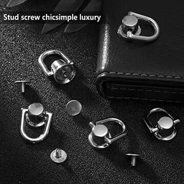 Ripeng 12 Pack D Ring Stud Buttons for Leather Craft