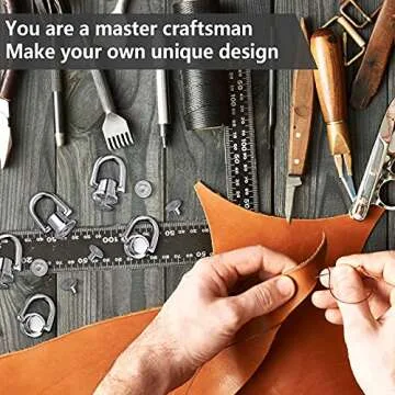 Ripeng 12 Pack D Ring Stud Buttons for Leather Craft