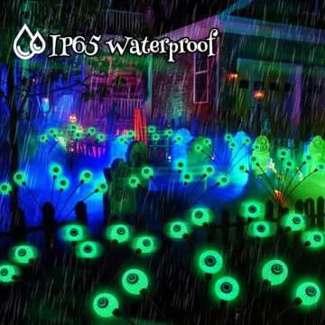 6Pack 36LED Halloween Decorations Outdoor Solar Eyeball Lights, Waterproof Swaying Firefly Lights, Solar Path Lights Halloween Lights Green Fairy Lights for St. Patrick's Day Yard Grave Ghost Decor