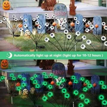 6Pack 36LED Halloween Decorations Outdoor Solar Eyeball Lights, Waterproof Swaying Firefly Lights, Solar Path Lights Halloween Lights Green Fairy Lights for St. Patrick's Day Yard Grave Ghost Decor
