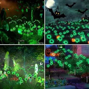 6Pack 36LED Halloween Decorations Outdoor Solar Eyeball Lights, Waterproof Swaying Firefly Lights, Solar Path Lights Halloween Lights Green Fairy Lights for St. Patrick's Day Yard Grave Ghost Decor